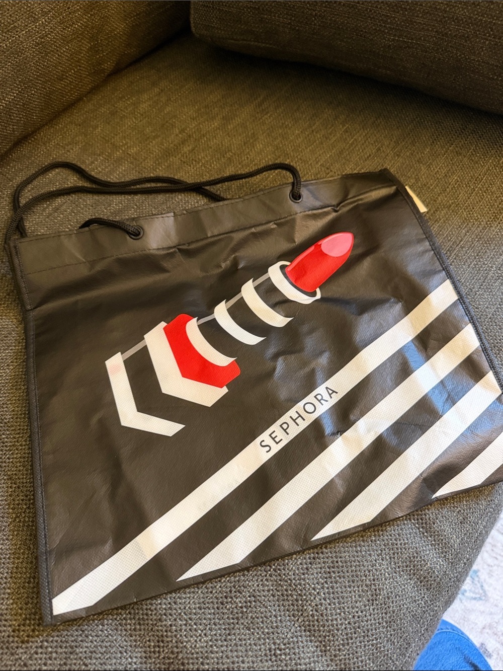 Sephora Black and Red Lipstick Graphic Duffel Bag